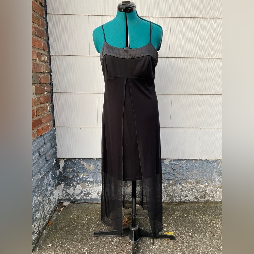 Y2K / 90s Black Spaghetti Strap High-Low Layer Dress